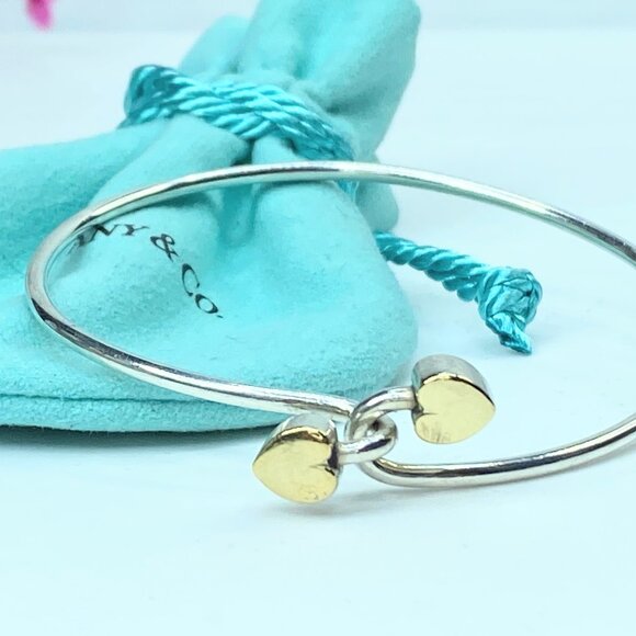 Tiffany 925 Silver and 18k Yellow Gold Double Heart Hook